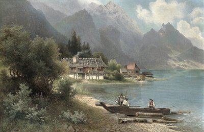 Landschaft am Kochelsee, Bayern von Carl Prestel